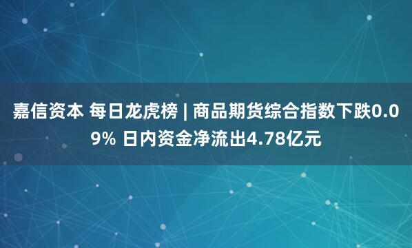嘉信资本 每日龙虎榜 | 商品期货综合指数下跌0.09% 日内资金净流出4.78亿元